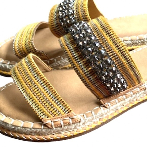 Crown‎ Vintage sandals Miyan espadrilles slip on rhinestone embellished 8.5 - Picture 5 of 8